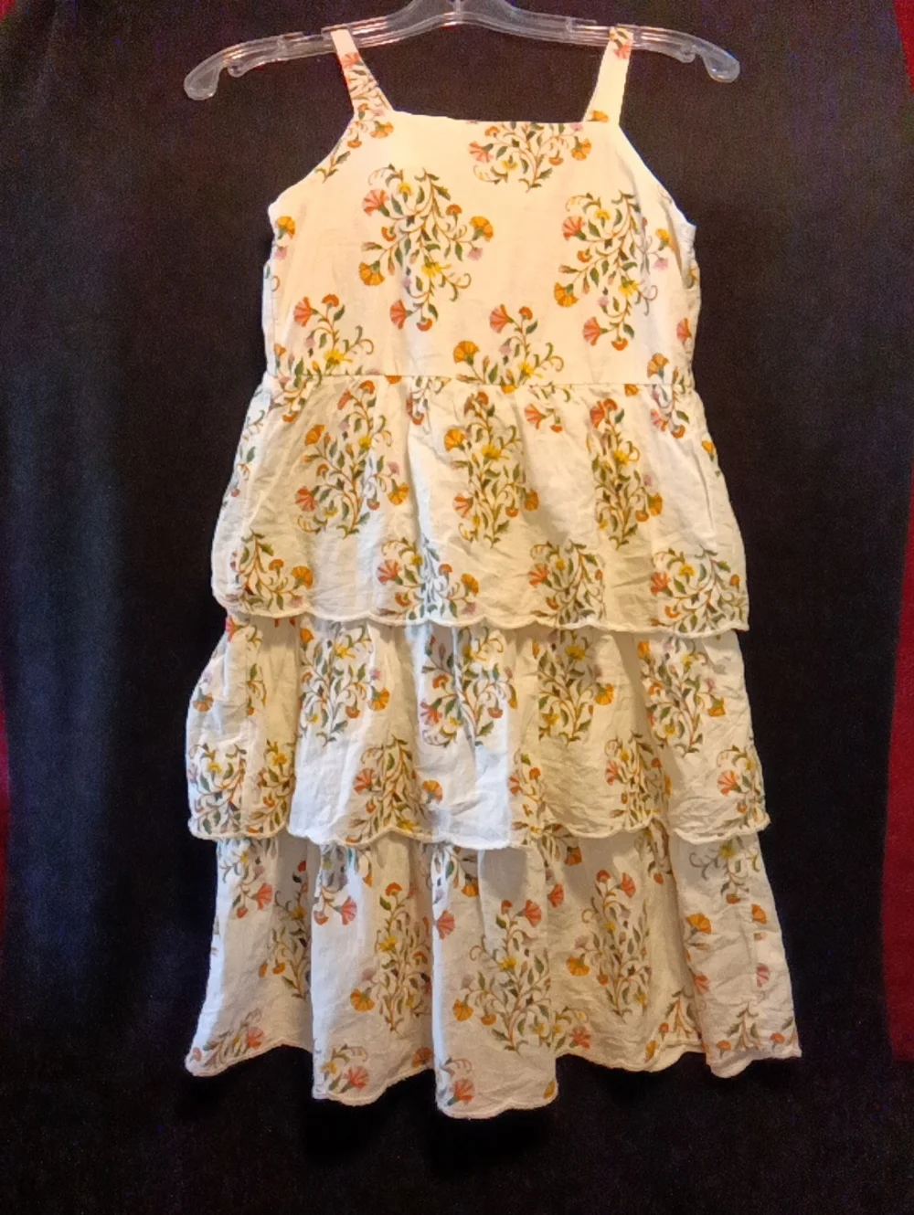 Old Navy Cream Tiered Floral Sundress with Yellow and Orange Accents